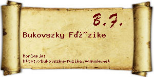 Bukovszky Füzike névjegykártya